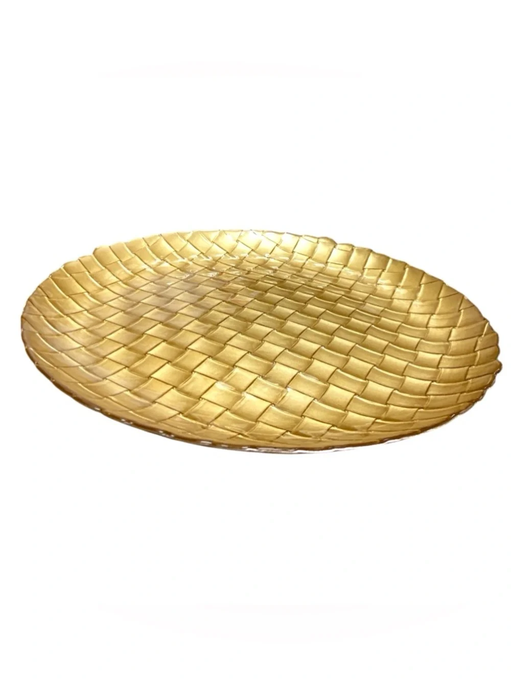 Gold Basketweave Glass‎ Charger Plate 12.5” Decorative Table Setting Charger